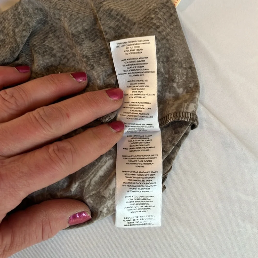 Micheal Kors size XL tan serpent print top ,year round alone or under jacket